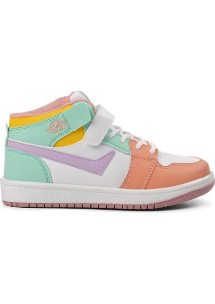 Lambırlent 0121-F Yeşil-Beyaz-Lila Çocuk Bilek Boy Sneaker
