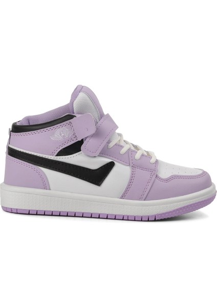 Lambırlent 0121-F Lila-Beyaz-Siyah Çocuk Bilek Boy Sneaker