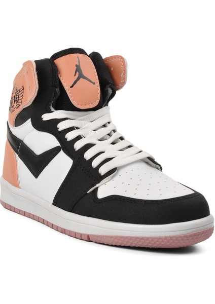 Lambırlent 0121 Siyah-Beyaz-Pudra Kadın Bilek Boy Sneaker modelleri