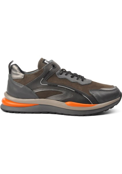 540-53214 Kahve-Gri Deri Erkek Sneaker
