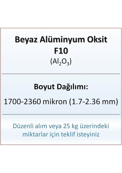 Alüminyum Oksit F10 - AL2O3 - 1700-2360MIKRON - 1 kg
