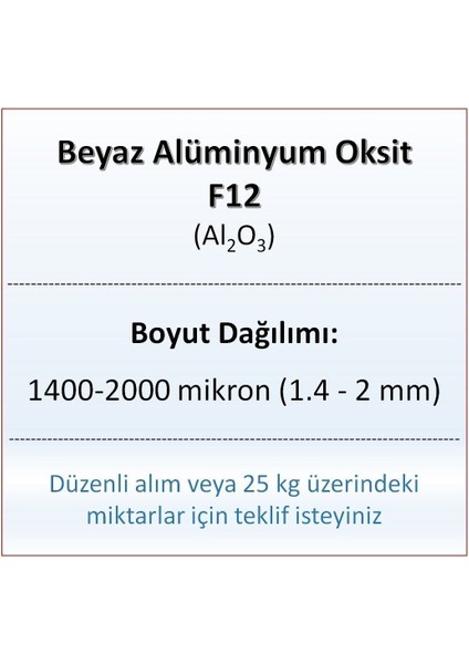 Alüminyum Oksit F12 - AL2O3 - 1400-2000MIKRON - 1 kg