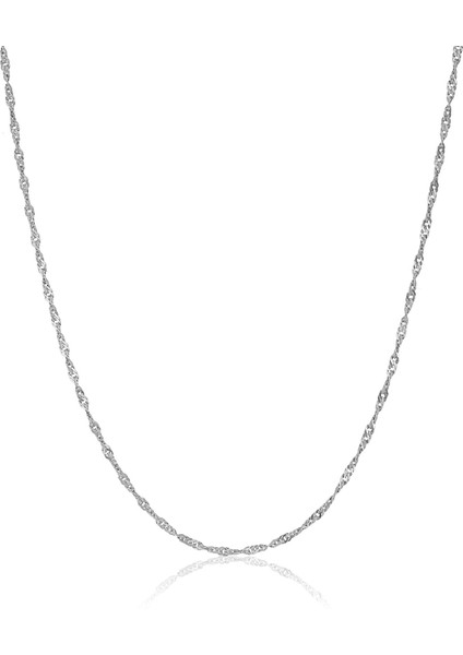 925 Ayar Gümüş Singapur Model Zincir - 40 cm