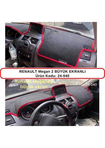 Renault Megane Iı (2) Büyük Ekranlı Torpido Koruma Kılıfı 3d Koruyucu Halı Örtü