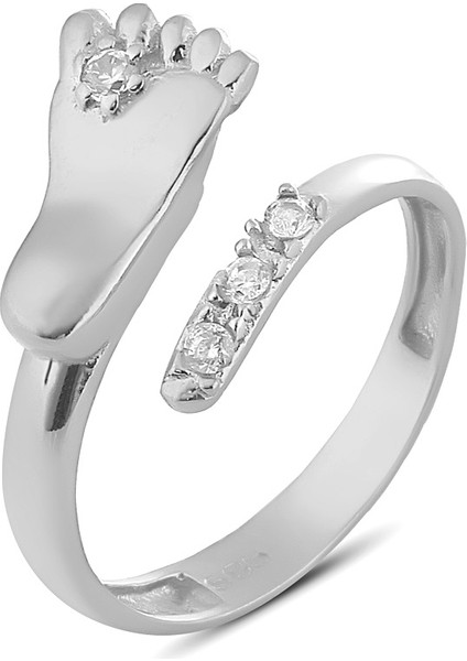 925 Ayar Gümüş Bebek Ayağı Modeli Ayarlanabilir Yüzük