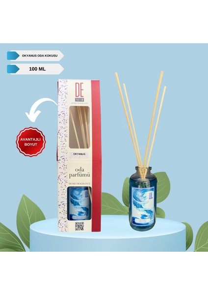 Okyanus - Ferahlatıcı Kokulu Dekoratif 100 ml Bambu Çubuklu Oda Kokusu