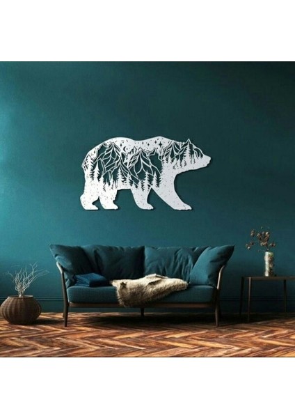 Ahşap Beyaz Kutup Ayısı Sanat Duvar Dekoru 35 x 50