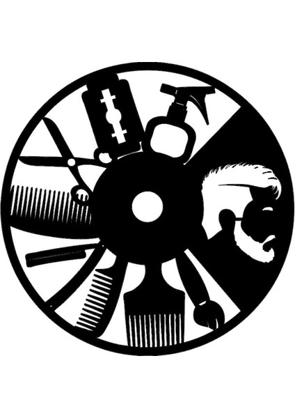 Lazer Kesim Ahşap Kuaför Duvar Dekoru 40 x 40