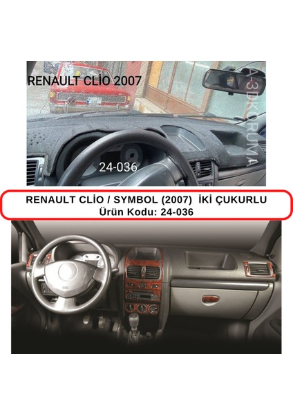 Renault Clio / Symbol (2007) Iki Çukurlu Torpido Koruması / Halısı / Örtüsü