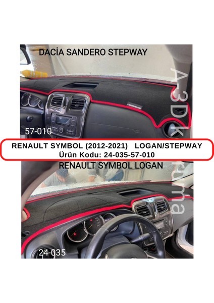 Renault Symbol (2012-2021) / Logan / Stepway Torpido Koruması / Halısı / Örtüsü
