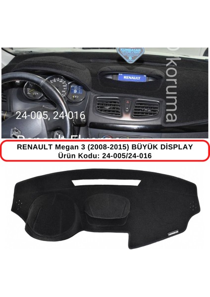 Renault Megan - Iıı (3) (2008-2015) Büyük Display Torpido Koruma Kılıfı 3d Koruyucu Halı Örtü