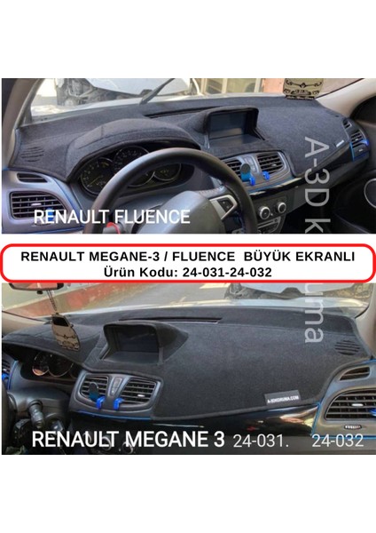 Renault Megane 3 / Fluence Büyük Ekranlı Torpido Koruması / Halısı / Örtüsü