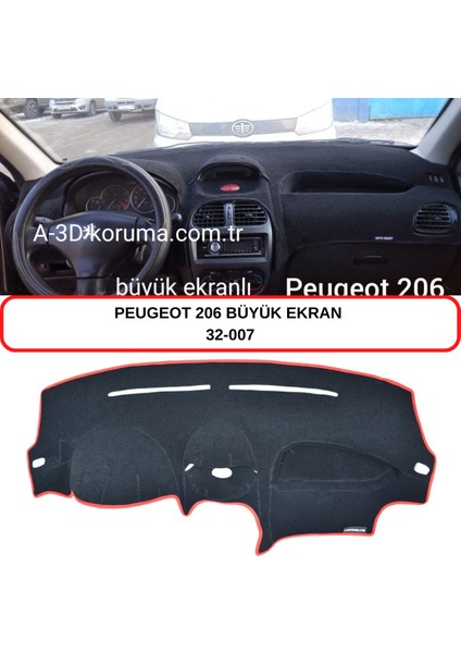 Peugeot 206 Büyük Ekran Torpido Koruması / Halısı / Örtüsü