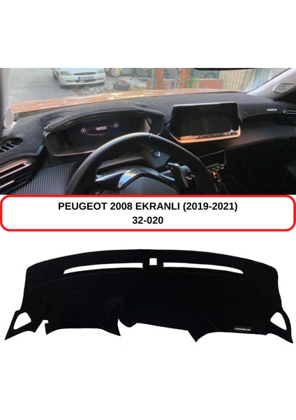 Peugeot 2008 (2019-2021) Ekranlı Torpido Koruması / Halısı / Örtüsü