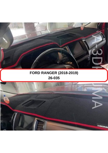 Ford Ranger (2018-2019) - Çukurlu - Torpido Koruma Kılıfı 3d Koruyucu Halı Örtü