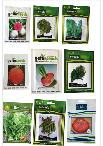 Getar Seeds Kış Tohum Seti 9 Paket + 1 Paket Hediyeli 10'paket Tohum