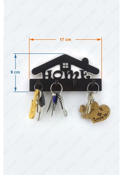 Home Yazılı Ev Figürlü Ahşap Anahtar Askısı Dekoru