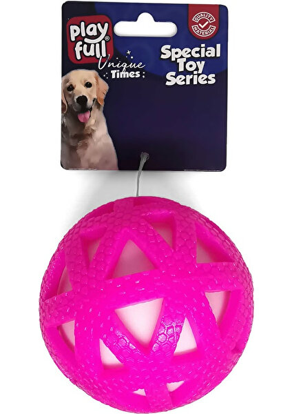 Işıklı Üçgen Desenli Plastik Top Köpek Oyuncağı 7,5 cm Pembe