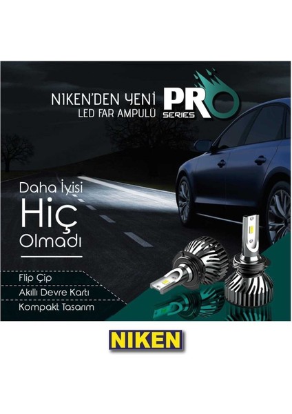 H7 LED Xenon Far Aydınlatma Seti Şimşek Etkili Pro Serisi Niken