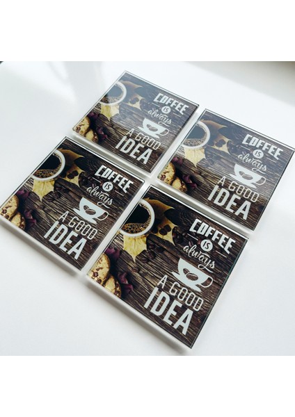 Cam Bardak Altlığı | Always Good Idea | 4'lü Takım | 10CM x 10CM