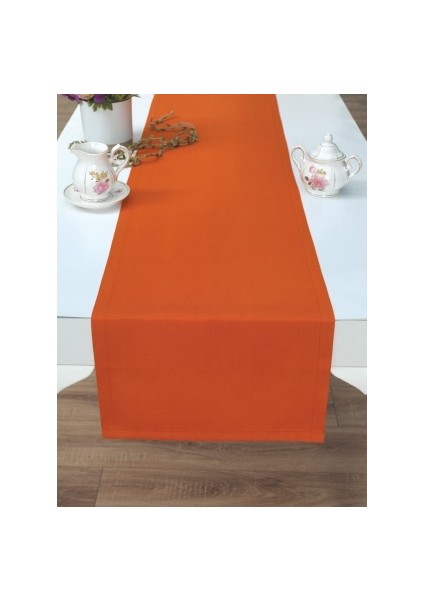 Gri Runner 40 x 140 cm Amerikan Servis Runner Pamuklu Düz Renk Runner