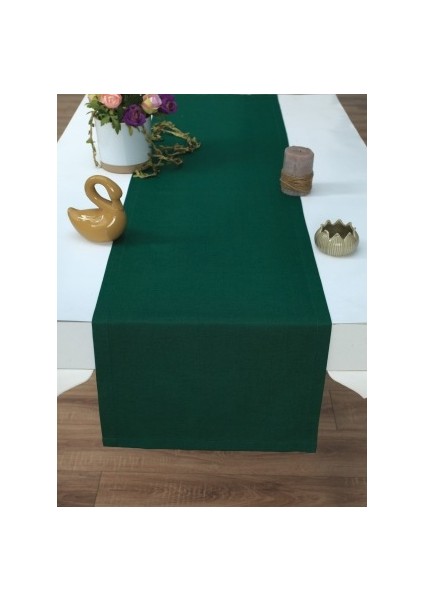 Gri Runner 40 x 140 cm Amerikan Servis Runner Pamuklu Düz Renk Runner