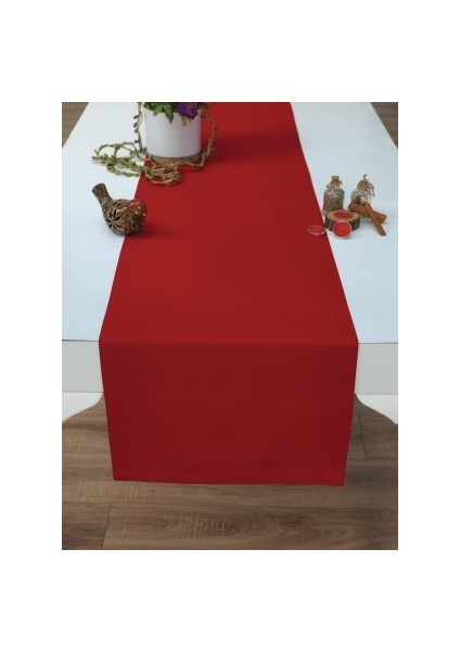 Gri Runner 40 x 140 cm Amerikan Servis Runner Pamuklu Düz Renk Runner