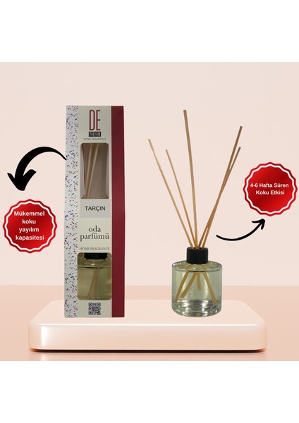 De Parfum Tarçın Kokulu Dekoratif 120 ml Bambu Çubuklu Oda Kokusu