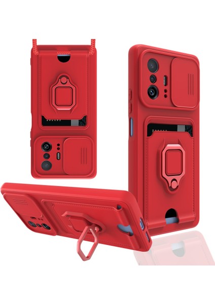 Techgross Xiaomi Mi 11T Pro Kılıf Zuma Kartvizitli Yüzüklü Silikon - Kırmızı