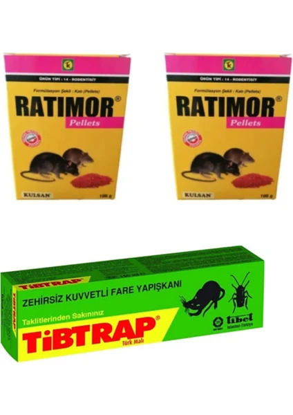 Ratimor Zehirli Fare Yemi 2X100 Gr / Tiptrap Kuvvetli Fare Yapışkanı Fare Seti