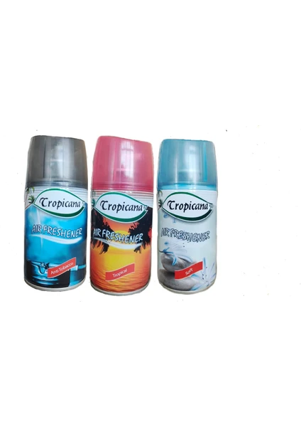 Air Freshener Oda Kokusu Anti Tobacco + Tropikal + Soft  Otomatik Makina Yedek Parfüm Spreyi 260 ml x 3 Adet