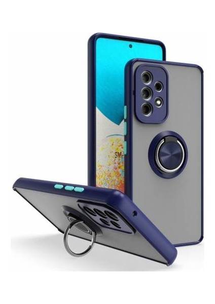 Samsung Galaxy A13 Kılıf Silikon Montreal Yüzüklü Standlı