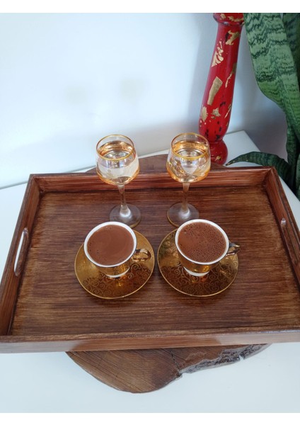 Ahşap Eskitme Dekoratif Kahve, Çay, Söz, Nişan, Sunum , Servis Tepsisi