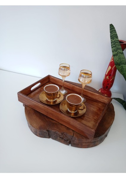 Ahşap Eskitme Dekoratif Kahve, Çay, Söz, Nişan, Sunum , Servis Tepsisi