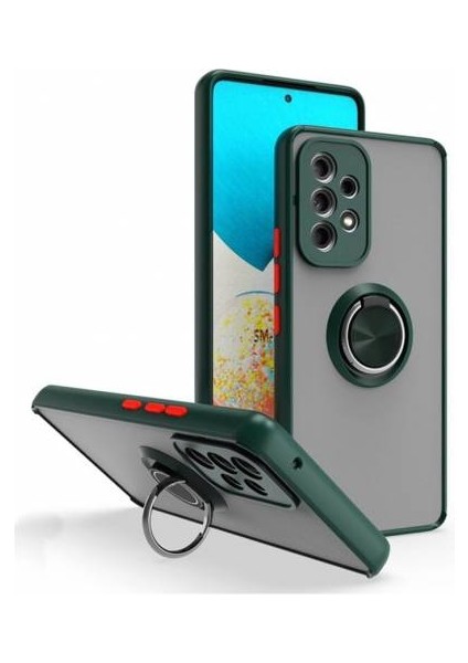 Samsung Galaxy A53 Kılıf Silikon Montreal Yüzüklü Standlı + Nano Ekran Koruyucu