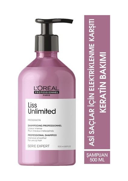 L'oreal Professionnel Serie Expert Liss Unlimited Elektriklenme Karşıtı Ve Yumuşaklık Veren Şampuan 500 Ml