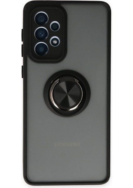 Samsung Galaxy A72 Kılıf Silikon Montreal Yüzüklü Standlı + Nano Ekran Koruyucu