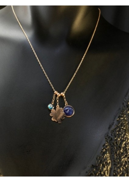 Kişiselleşen Yonca Göz Mine Detaylı Roze Renk Gümüş Kolye Sarı,beyaz Renk Seçeneği modelleri