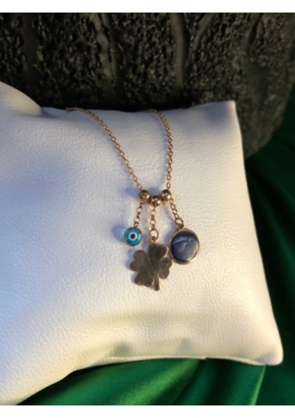 Kişiselleşen Yonca Göz Mine Detaylı Roze Renk Gümüş Kolye Sarı,beyaz Renk Seçeneği fırsatları