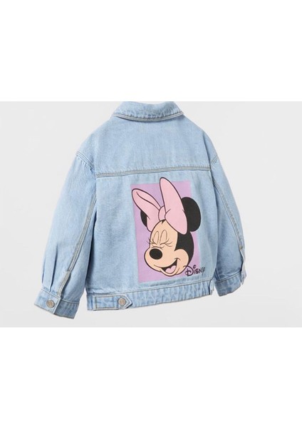 Kız Çocuk Denim Kot Ceket Arkası Pembe Minnie Mouse Baskılı fiyatları