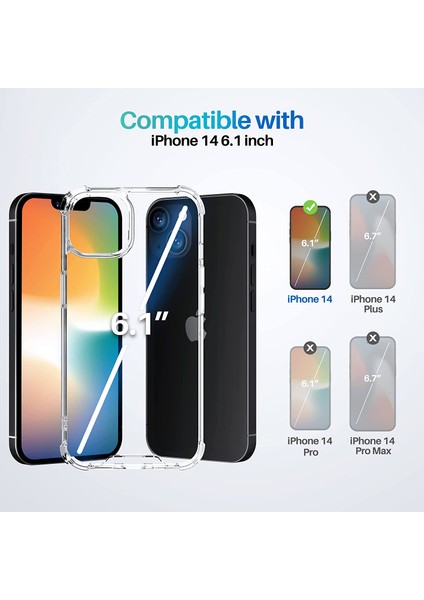 Apple iPhone 14 Kılıf Anti Şok Korumalı Şeffaf Silikon fiyatları