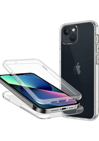 Apple iPhone 13 Kılıf 360 Şeffaf Ön Arka Koruma Silikon