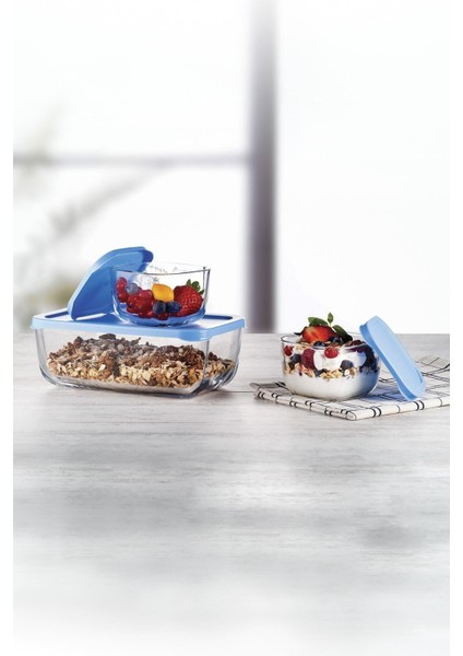 15 Parça Snowbox Mavi Kapaklı Saklama Kabı Takımı / 5 Büyük + 10 Küçük / Özel Set