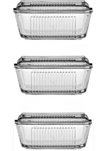 Tereyağlık Kahvaltılık Cam Saklama Kabı 3'Lü Set 97711 072oa