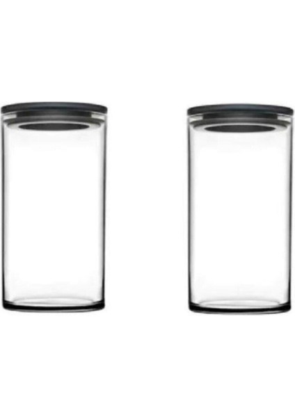 43736 Vakumlu Cam Kavanoz - Cam Erzak Saklama Kabı 2 Li Gri Fma55510 010oa