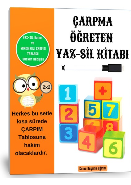 Çarpma Öğreten Yaz-Sil Kitabı (Çarpım Tablosu)