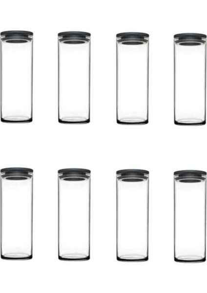 43756 Vakumlu Cam Kavanoz - Cam Erzak Saklama Kabı 8 Li Gri fiyatları