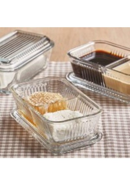 Cam Bölmeli Saklama Kabı Tereyağlık Bal Reçel