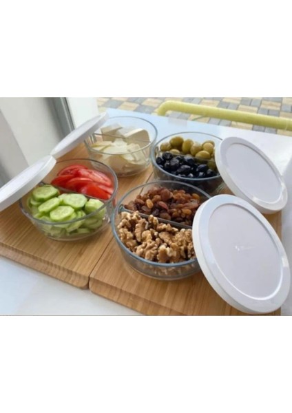 Cam Paşabahçe Polar 4 Adet Iki (2) Bölmeli Cam Saklama Kabı, Kahvaltılık 530683