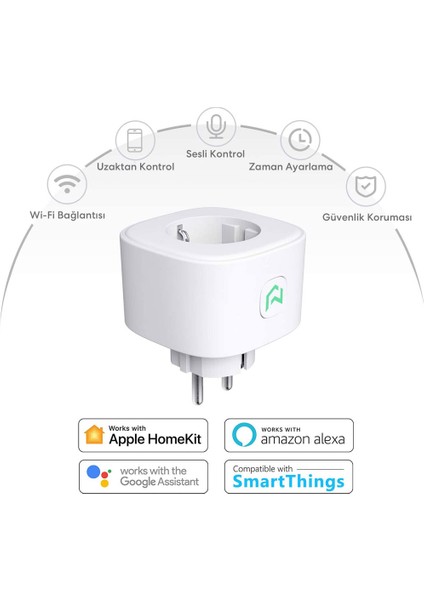 Wi-Fi Uzaktan Kontrollü Akım Korumalı Akıllı Tekli Priz